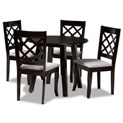 Baxton Studio Daisy Modern and Contemporary Grey Fabric Upholstered and Dark Brown Finished Wood 5-Piece Dining Set